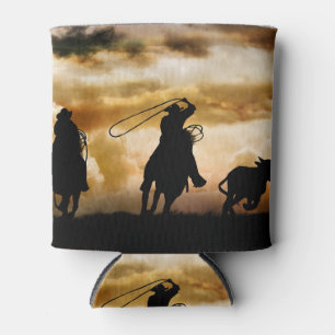 Seilende Cowboys und Stier Country Western Dosenkühler