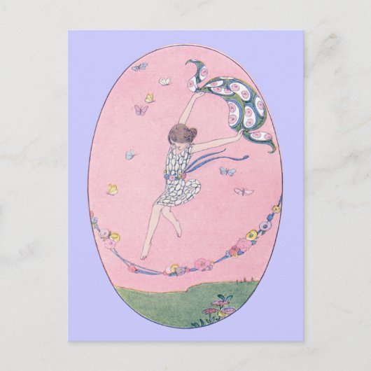 Seilspringen mit Blumen Postkarte (Vorderseite)