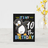 Sein 10. Geburtstag Dabbing Pinguin Karte (Gelbe Blume)