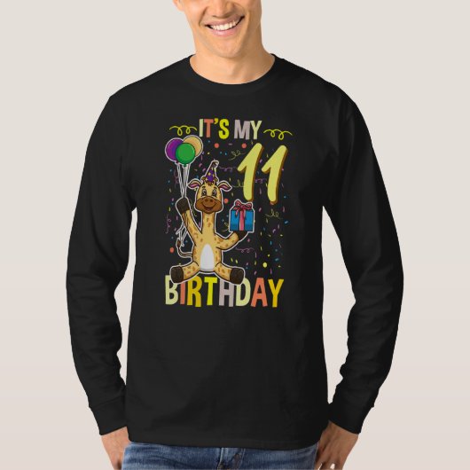 Sein 11. Geburtstag Giraffe Tier 1 T-Shirt (Vorderseite)