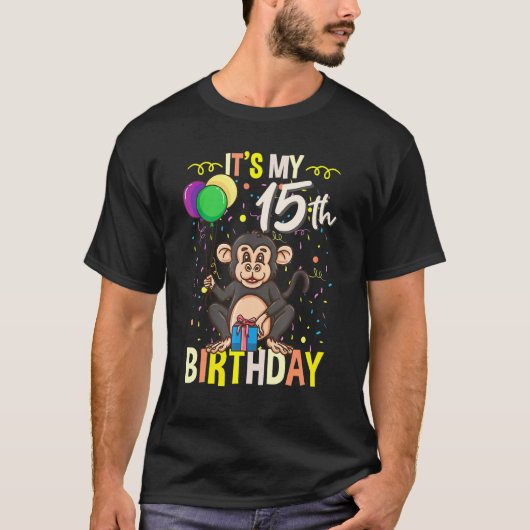 Sein 15. Geburtstag Schimpansenaffe T-Shirt (Vorderseite)