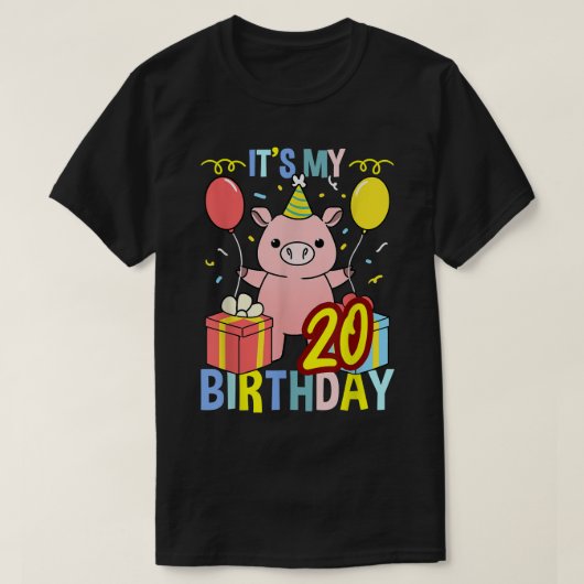 Sein 20. Geburtstag Schweinefleisch Lover 3307 T-Shirt (Design vorne)