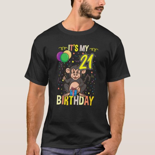 Sein 21. Geburtstag Schimpansenaffe T-Shirt (Vorderseite)