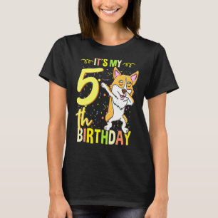 Sein 5. Geburtstag Dabbing Corgi T-Shirt