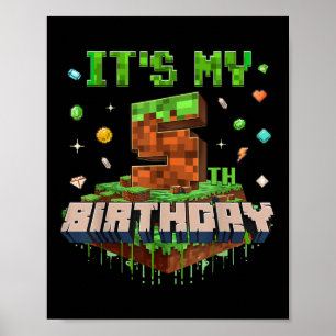 Sein 5. Geburtstag Kinder Gaming Pixel Nummer 5 Ja Poster