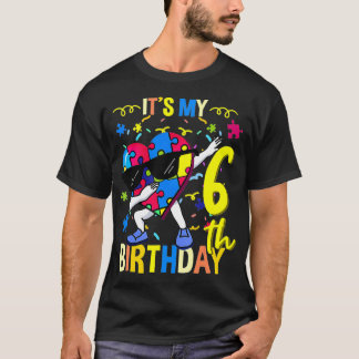 Sein 6. Geburtstag-Dabbing-Autismus-Puzzle T-Shirt