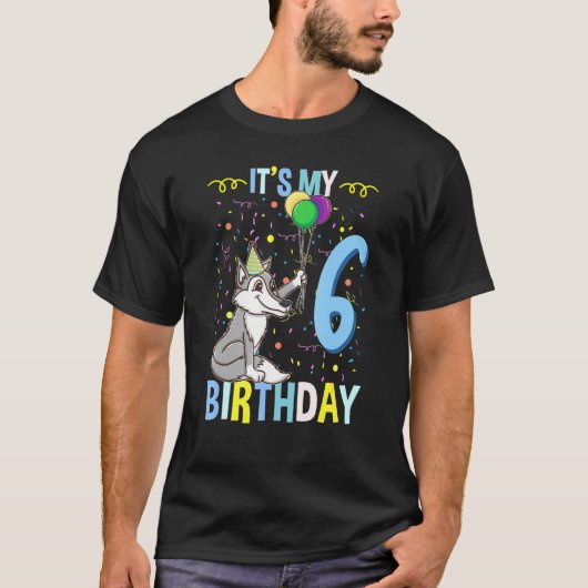 Sein 6. Geburtstag Wolf T-Shirt (Vorderseite)