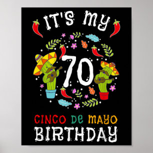 Sein 70. Geburtstag Cinco De Mayo Shirt Kinder Män Poster