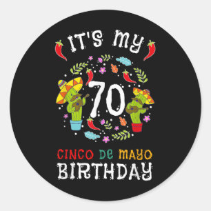 Sein 70. Geburtstag Cinco De Mayo Shirt Kinder Män Runder Aufkleber