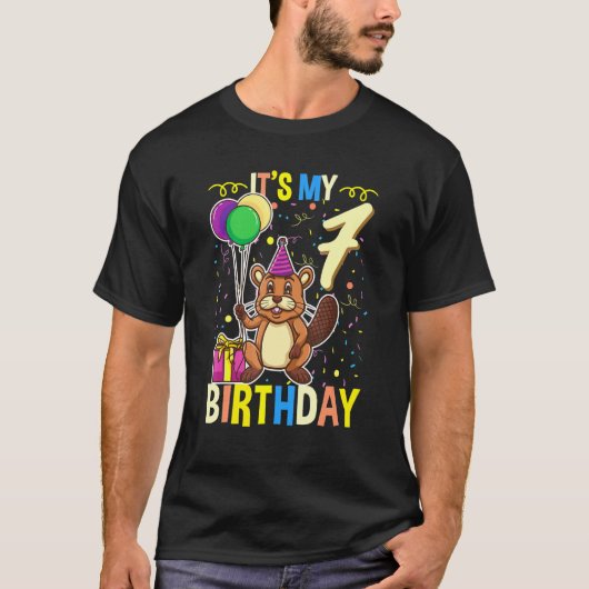 Sein 7. Geburtstagsbiber T-Shirt (Vorderseite)