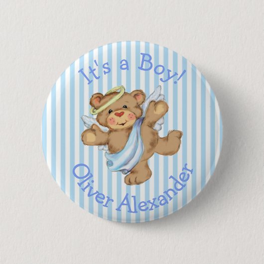 Sein a Boy Custom Teddy Bear Angel Button (Vorderseite)