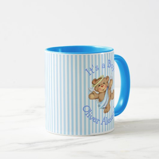 Sein a Boy Custom Teddy Bear Angel Tasse (VorderseiteRechts)