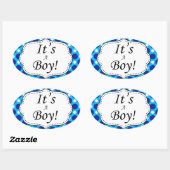 Sein a Boy Polka Dot Milestone Ovaler Aufkleber (Blatt)