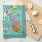 Sein a Hunde Life Whimsy Funny Hunde Aquamarin Tür Geschirrtuch (Viertel Falte)