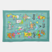Sein a Hunde Life Whimsy Funny Hunde Aquamarin Tür Geschirrtuch (Horizontal)