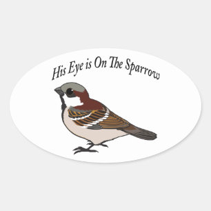 Sein Auge ist auf dem Sparrow Ovaler Aufkleber