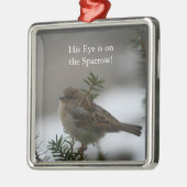 Sein Auge ist auf dem Spatzen, Anhänger Silbernes Ornament (Links)
