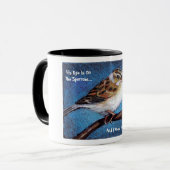 SEIN AUGE IST AUF DEM SPATZEN: GRAFIK, REALISMUS TASSE (Vorderseite Links)