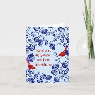 Sein Auge ist auf der Spatzen-Gruß-Karte Karte