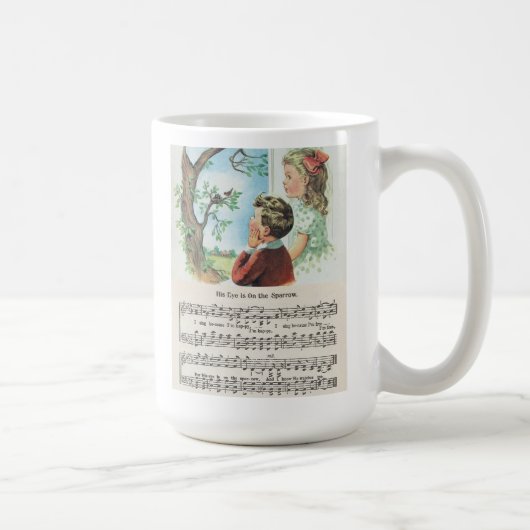 Sein Auge ist auf der Spatzen-Klassiker-Tasse Kaffeetasse (Rechts)