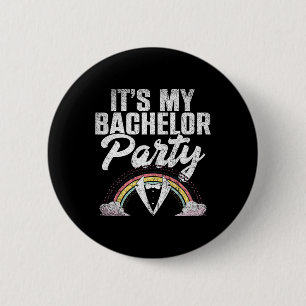 Sein Bachelor Party Rainbow Groom Funny Bachelor Button