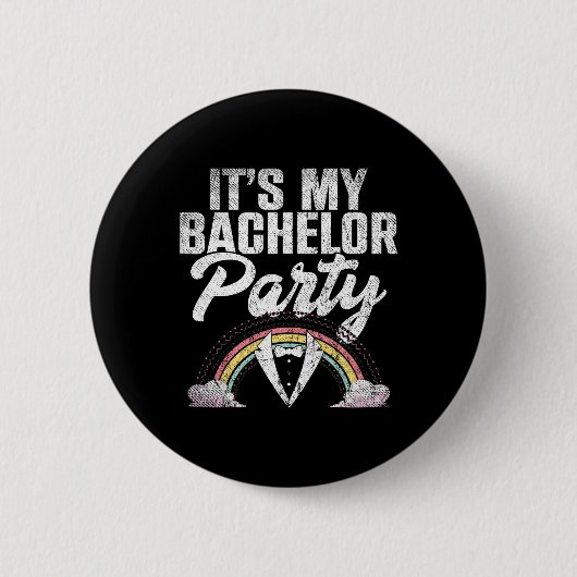 Sein Bachelor Party Rainbow Groom Funny Bachelor Button (Vorderseite)