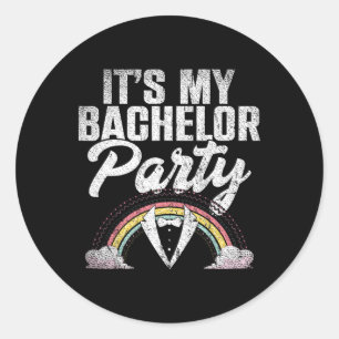 Sein Bachelor Party Rainbow Groom Funny Bachelor Runder Aufkleber