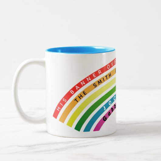 Sein Banner über mir ist der Regenbogen der Liebe Zweifarbige Tasse (Links)