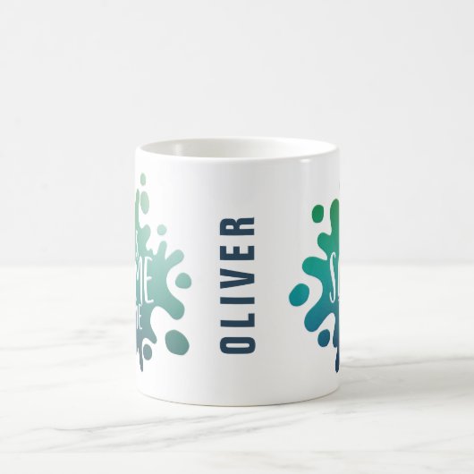 "Sein dünner Regenbogen platsch Kaffeetasse (Mittel)