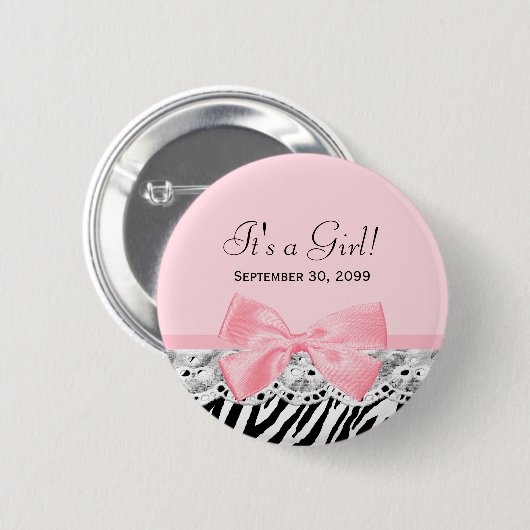 Sein ein Mädchen-Duschen-Rosa-Bandund Button (Vorne & Hinten)