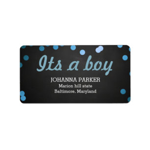 Sein eine Jungeblauer Confetti-rustikale Tafel Adressaufkleber