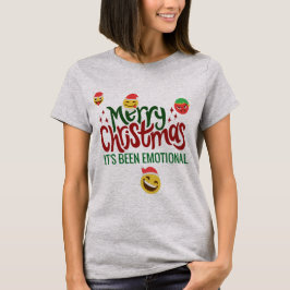 Sein emotionaler frohe Weihnachts-Funny Emoji T-Shirt