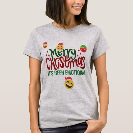 Sein emotionaler frohe Weihnachts-Funny Emoji T-Shirt (Vorderseite)