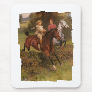 Sein erster Zaunjunge und Pferd, das über den Zaun Mousepad