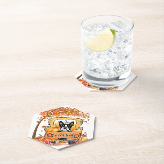 Sein Fall Yall Boston Terrier Erntedank Pumpkin Untersetzer (Vor Ort)