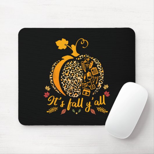 Sein Fall yall Fall Nurse Scrub Tops Leopard Pumpk Mousepad (Mit Mouse)