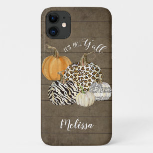 Sein Fall Y'all Leopard Zebra Pumpkins w Wood Case-Mate iPhone Hülle