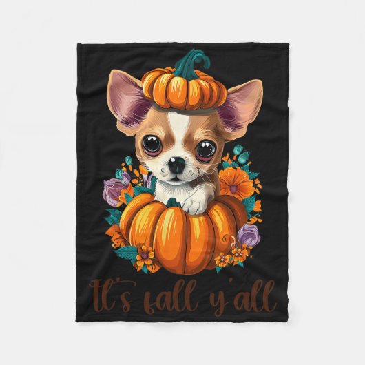 Sein Fall Y'all Niedlicher Floral Pumpkin Chihuahu Fleecedecke (Vorderseite)