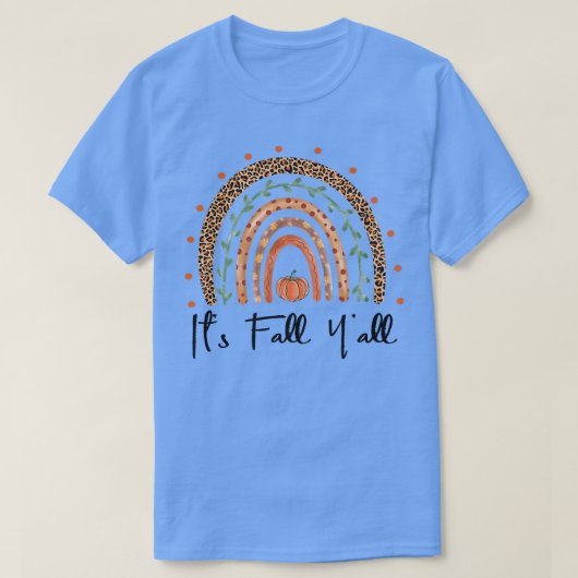 Sein Fall Yall Rainbow Maple Fall Vibes Leaf Pumpk T-Shirt (Design vorne)