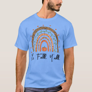 Sein Fall Yall Rainbow Maple Fall Vibes Leaf Pumpk T-Shirt