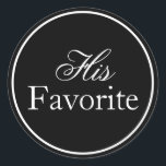 "Sein Favorit" Hochzeitsaufkleber schwarz und weiß Runder Aufkleber<br><div class="desc">Verbessern Sie Ihre Hochzeitsfeier mit diesen Personalisierten Gastgeschenk Hochzeit Stickers. Diese individuell gestalteten Labels sind ideal, um Ihren Gastgeschenke Hochzeiten eine Touch Eleganz zu verleihen. Sie spiegeln Ihren einzigartigen Stil wider und machen Ihren Tag noch unvergesslicher. Wählen Sie aus einer Vielzahl von Farben und Schriftart, um Ihre Hochzeitsaufkleber mit Namen,...</div>
