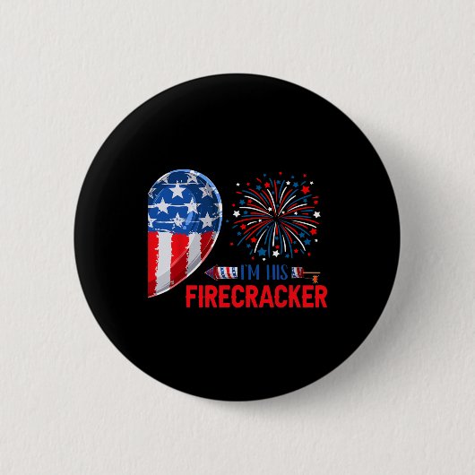 Sein Firecracker 4. Juli Funny Couple Costume Patr Button (Vorderseite)
