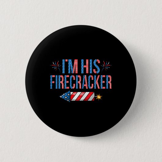 Sein Firecracker 4. Juli Niedlich Matching Couple Button (Vorderseite)