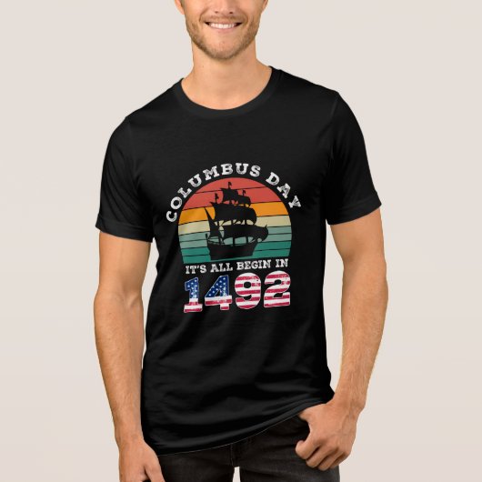 SEIN GANZES BEGINNT 1942 AM Columbus Day Tri-Blend Shirt (Vorderseite)
