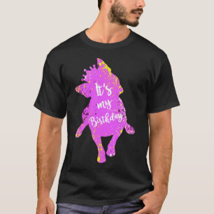 Sein Geburtstag Boston Terrier Dog Watercolor Spla T-Shirt