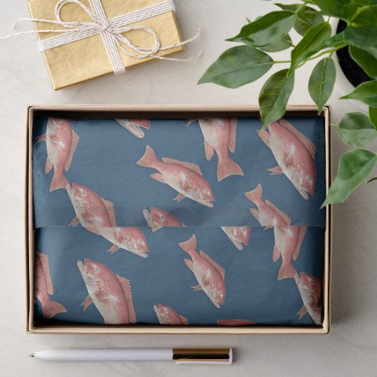 Sein Geburtstag-Schnapper-Fisch-Muster Dunkelblau Seidenpapier (Geschenk)