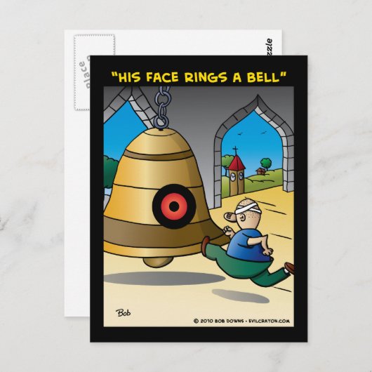 "Sein Gesicht rennt eine Glocke Postkarte (Vorne/Hinten)