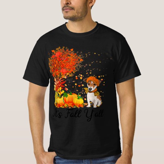 sein Herbst Jack Russell Kürbis Herbst T-Shirt (Vorderseite)