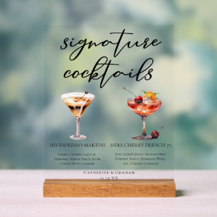 Sein Ihr Espresso Martini Kirsche French 75 Acrylschild