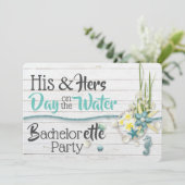 Sein & ihr Tag auf der Wasserbachelorette Einladung (Stehend Vorderseite)
